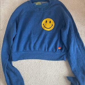 Aviator Nation Blue Sweatshirt with Yellow Smiley ⚡️